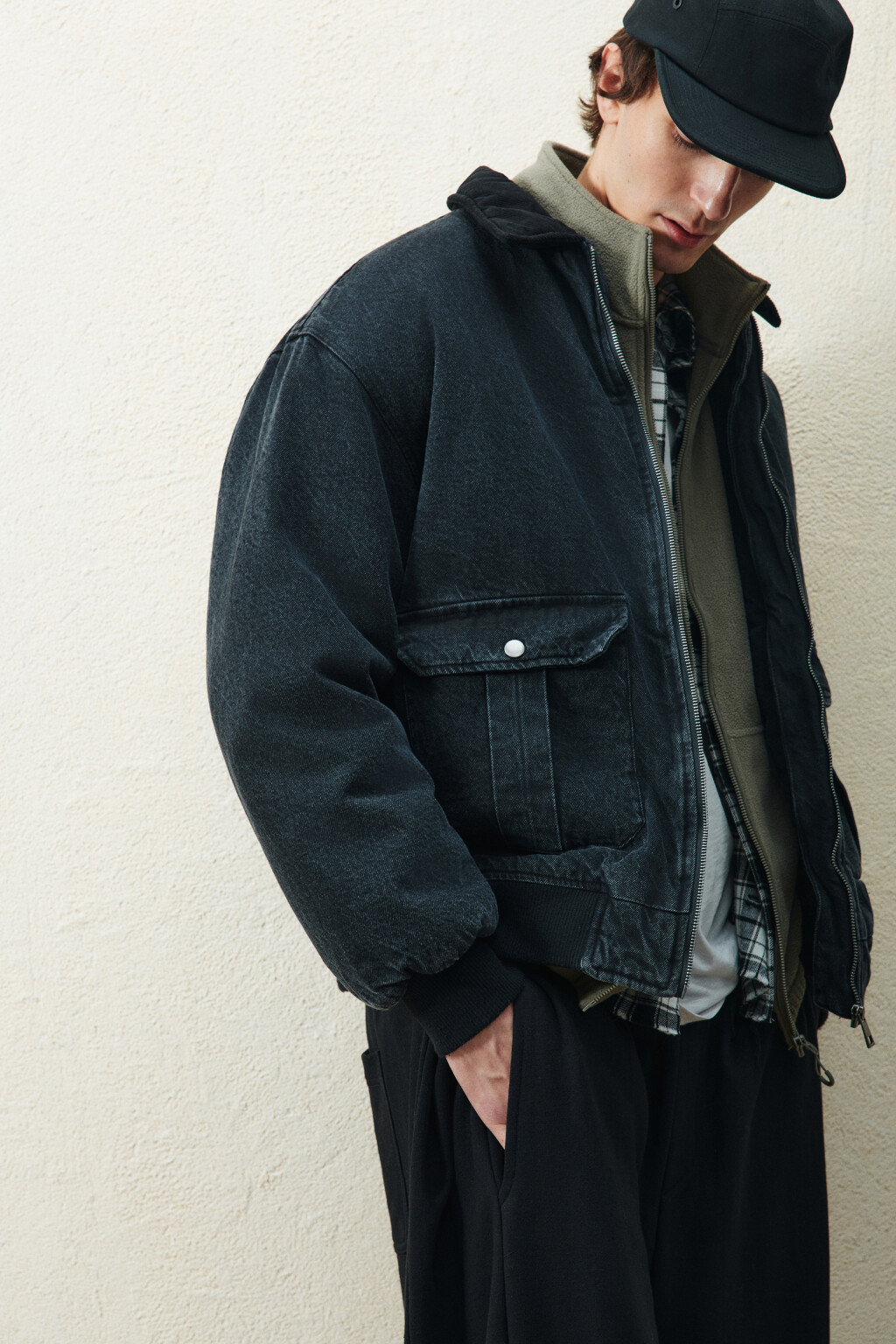 Куртка джинсовая с вареным эффектом - цвет черный - 1